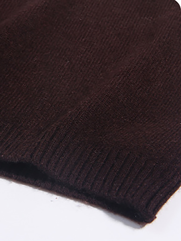 Girls Chocolate Brown Ruffled Floral Yoke Cashmere Sweater